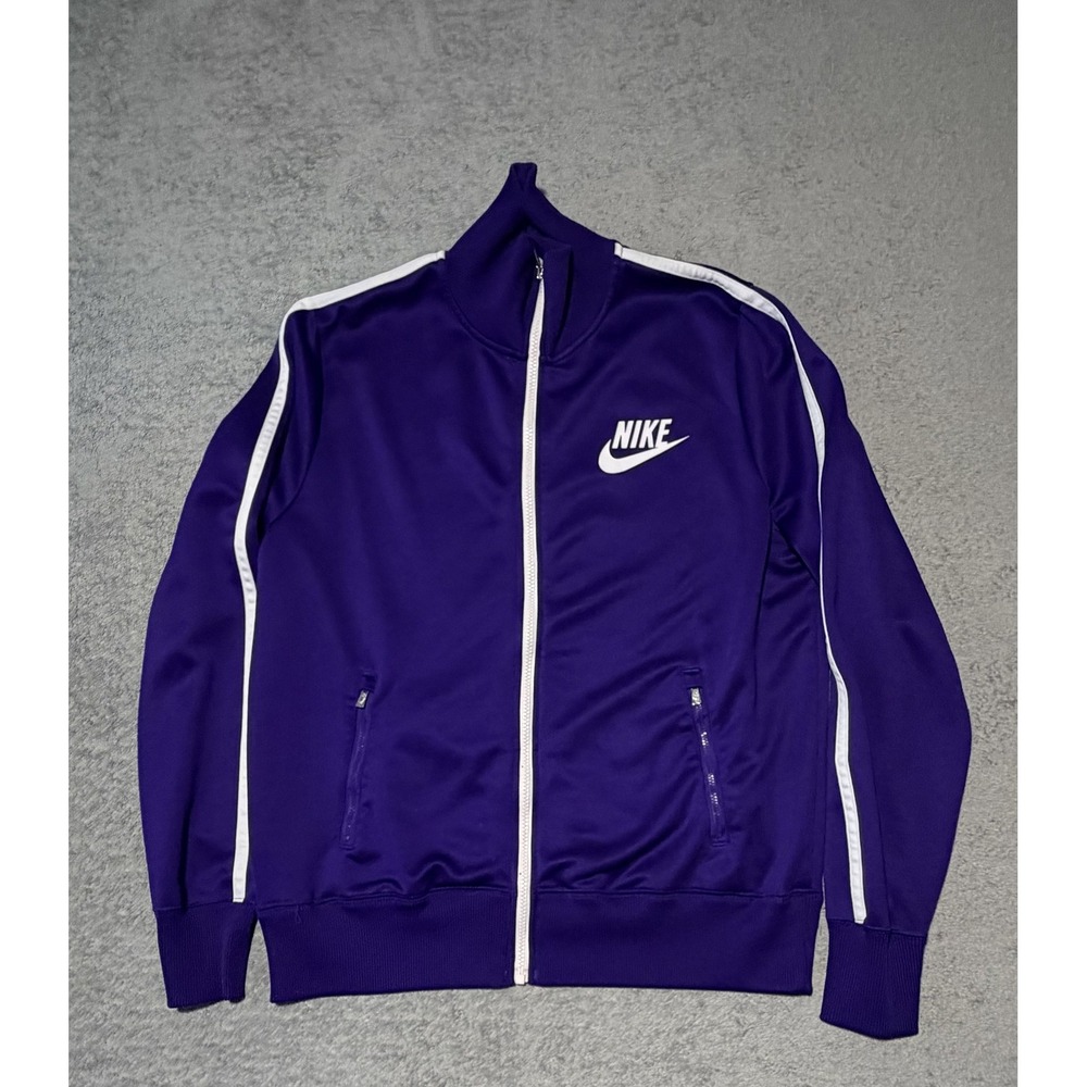 Nike Jacket Mens Large Purple Track Full Zip Stand Collar Swoosh Logo Sportswear
